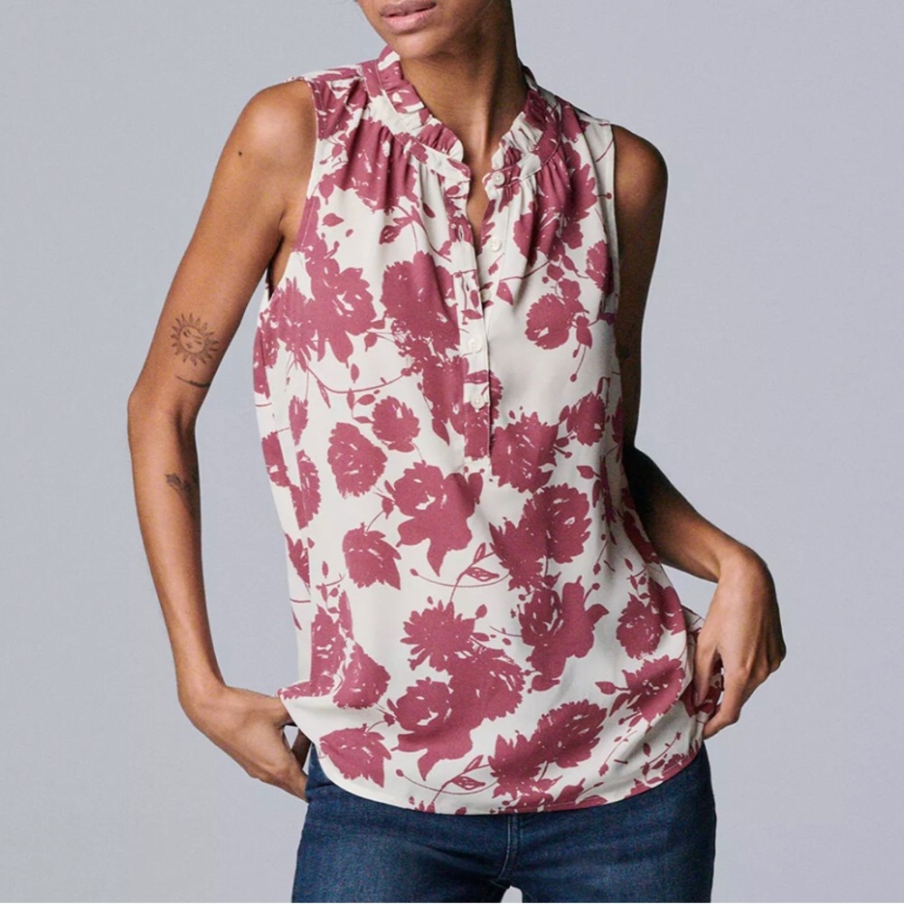 Women's Simply Vera Vera Wang Ruffle Neck Tank